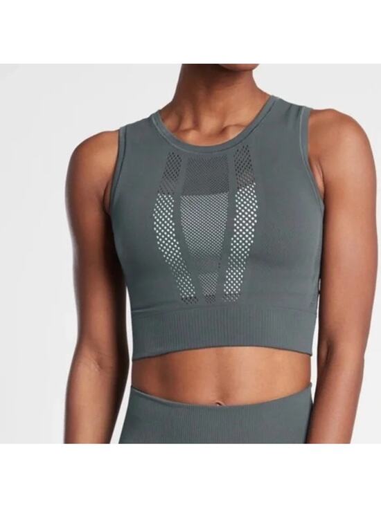 Athleta Tops - Athleta Mudra Mesh Cropped Tank Top Charcoal Gray Size Small / Medium